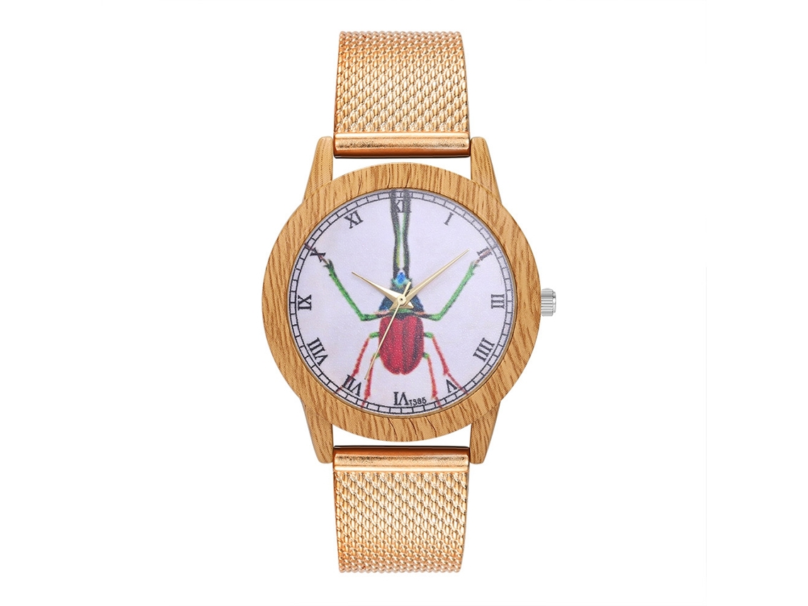 Relógio Analógico de Quartzo com Pulseira de Malha de Aço Ouro Rosa (zhoulianfa)