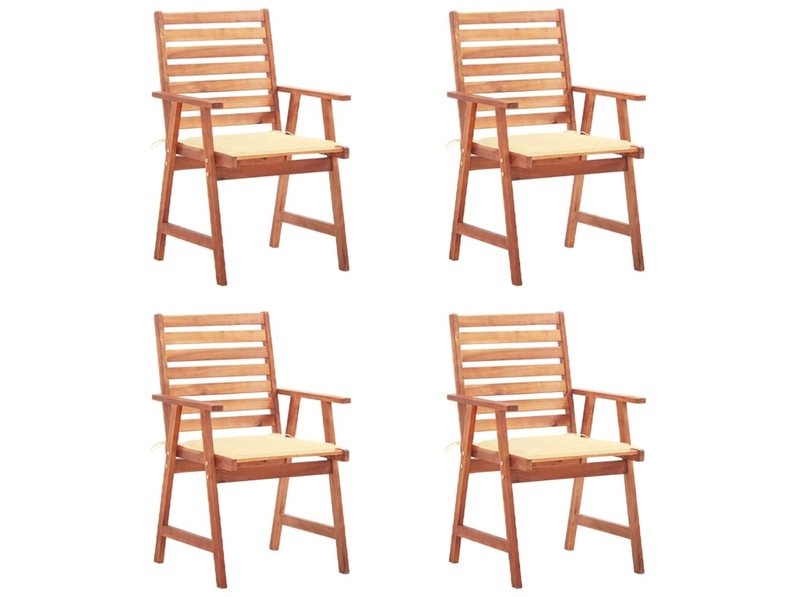 Vidaxl Cadeiras De Jantar P/ Jardim 4 Pcs C/ Almofadões Acácia Maciça