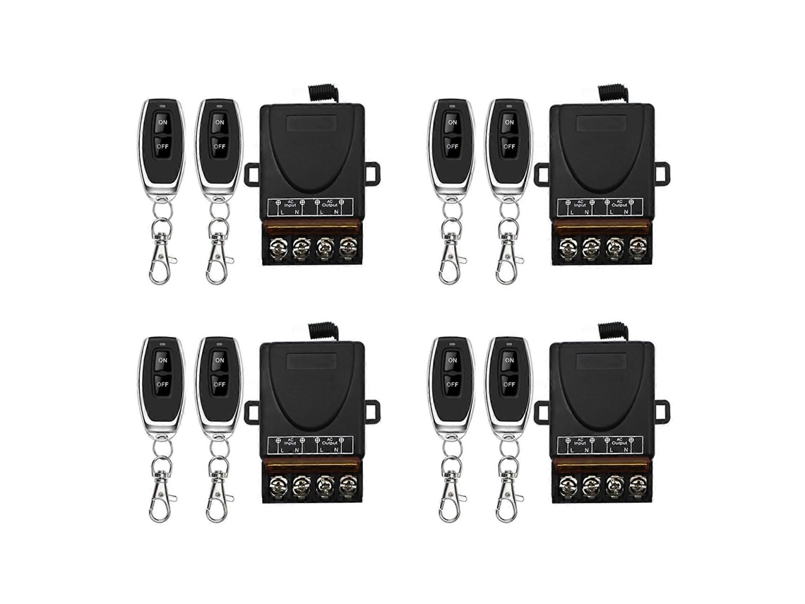 Conjunto De 4 Interruptores De Controle Remoto Ac 220v 30a 1ch 433mhz Com Receptor De Relé Rf E Transmissor Liga/desliga Para Lâmpadas E Eletrodomést