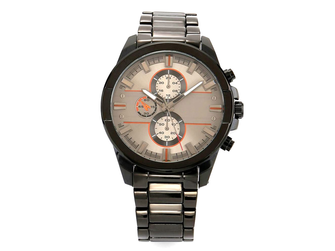 Reloj De Pulsera De Aleación Con Dial Redondo Analógico Moda Negro Y Gris