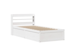 Estrutura de Cama com Cabeceira Pinho Maciço Branco MAISON EXCLUSIVE 90x190 cm