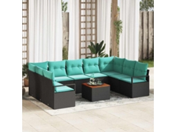 Vidaxl Conjunto De Sofá De Jardim 10 Unid. Preto Vime Pe