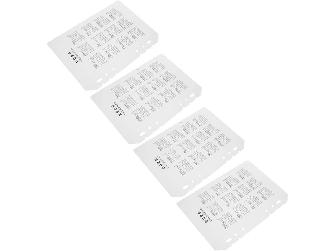 Conjunto De 4 Divisórias Recarregáveis Em Plástico Fosco Para Organizar Datas Em Agendas, Cadernos E Gokoco
