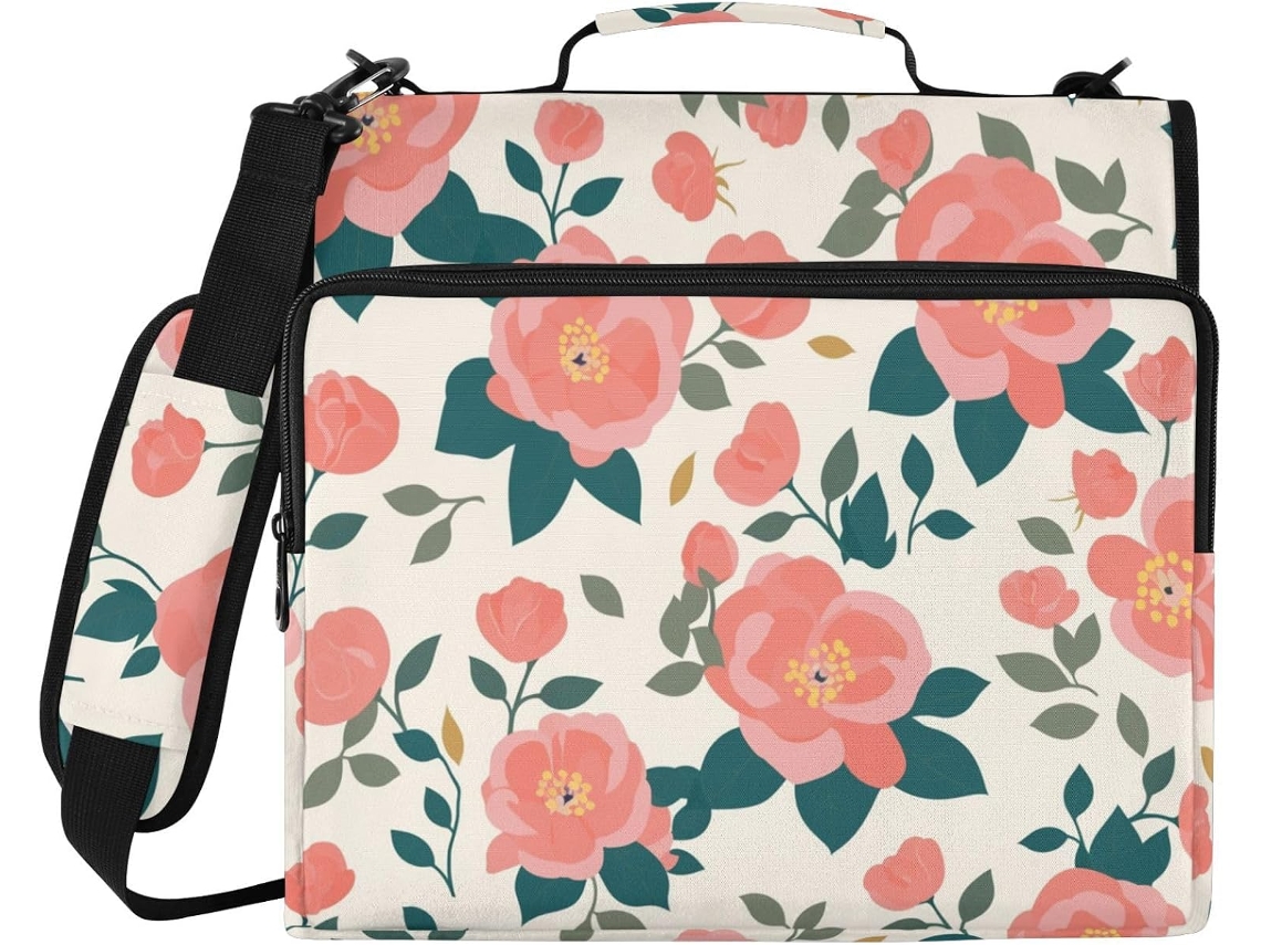 Vestido grande e simples de primavera com estampa de rosas e pêssegos, com 3 argolas, altura do ombro e zíper triplo, 8 cm, tamanho ideal para estudantes.