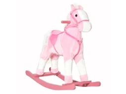 Cavalo Baloiço Poliéster e Madeira de Choupo cor Rosa 74x28x65 cm HOMCOM