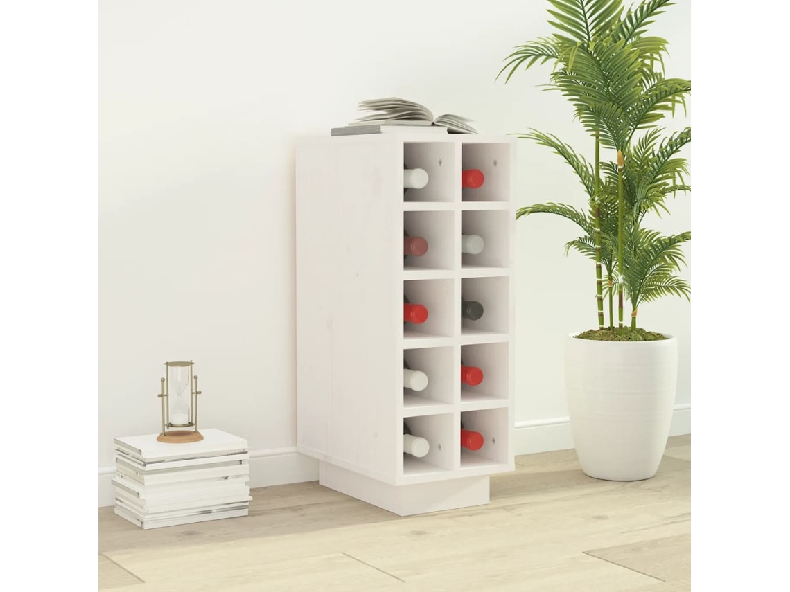 Vidaxl Garrafeira 23x34x61 Cm Madeira De Pinho Maciça Branco