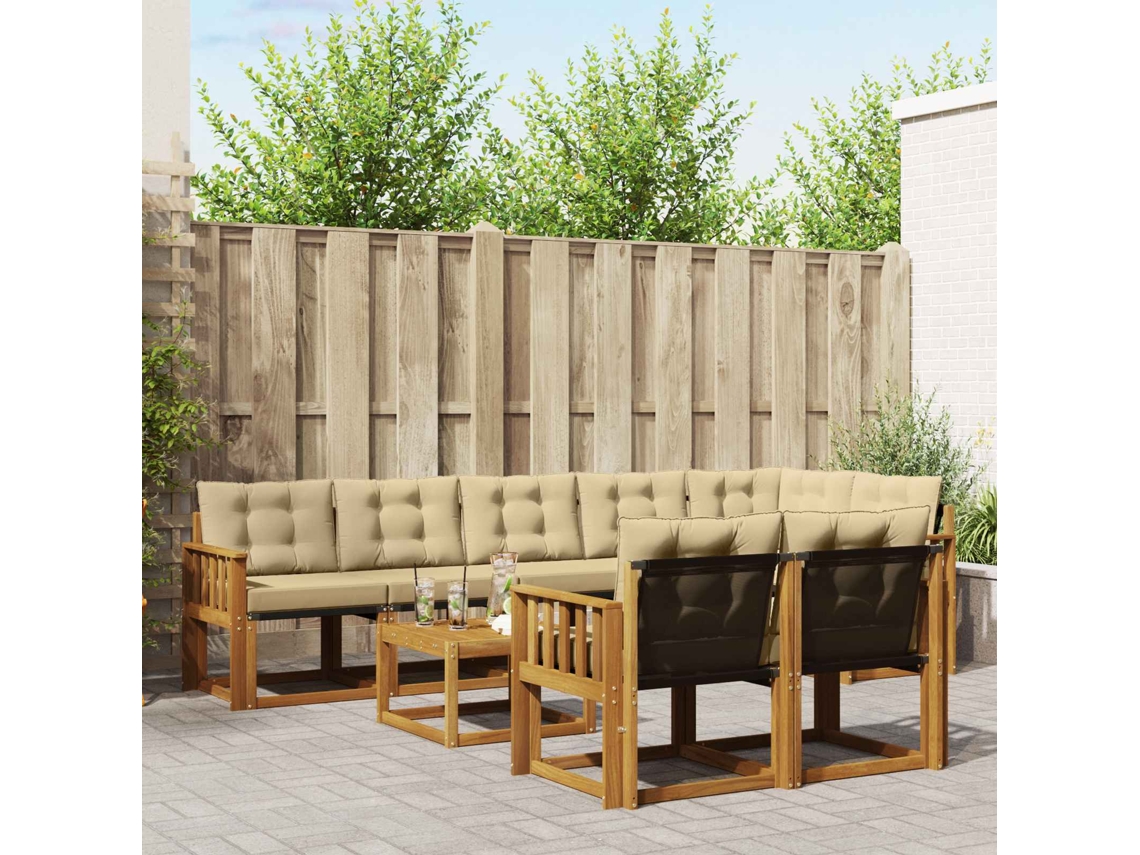 Vidaxl Conjunto De Sofás Para Exterior 9 Unid. Natural E Bege
