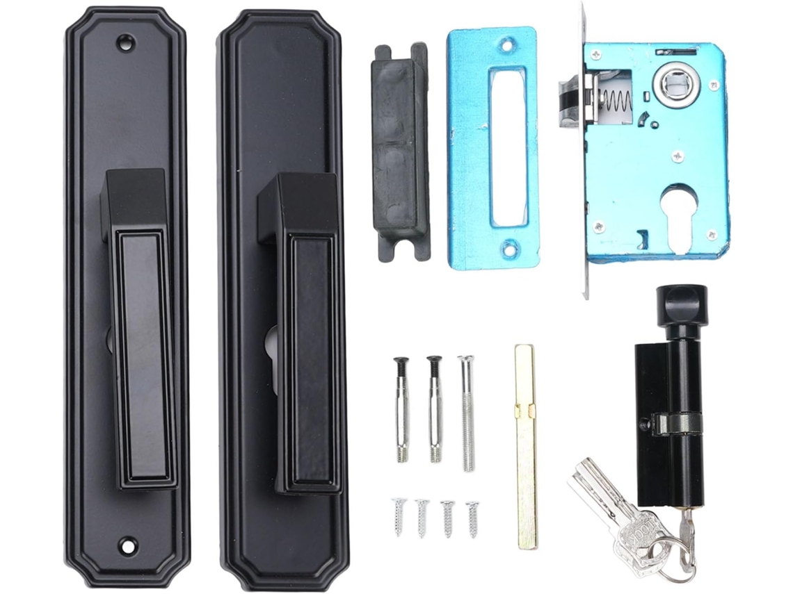 Conjunto De Fechadura Entrada Com Chave, Preto, Silenciosa, Com Maçaneta Espessa E Lisa Kit Completo Para Quartos