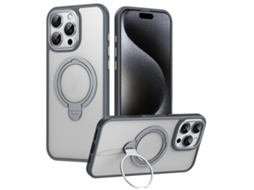 Capa Em Tpu Com Suporte, Compatível Com Magsafe Para Iphone 16 Pro Max - Cinzento