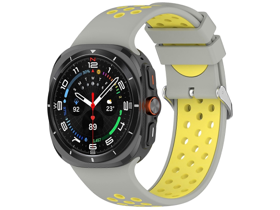 Pulseira De Silicone Bicolor Para Samsung Galaxy Watch Ultra 47mm Com Conector Metálico E Furos.