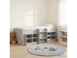 Vidaxl Cama Loft Com Armário Com Prateleira 3 Unid. Cinzento Cimento