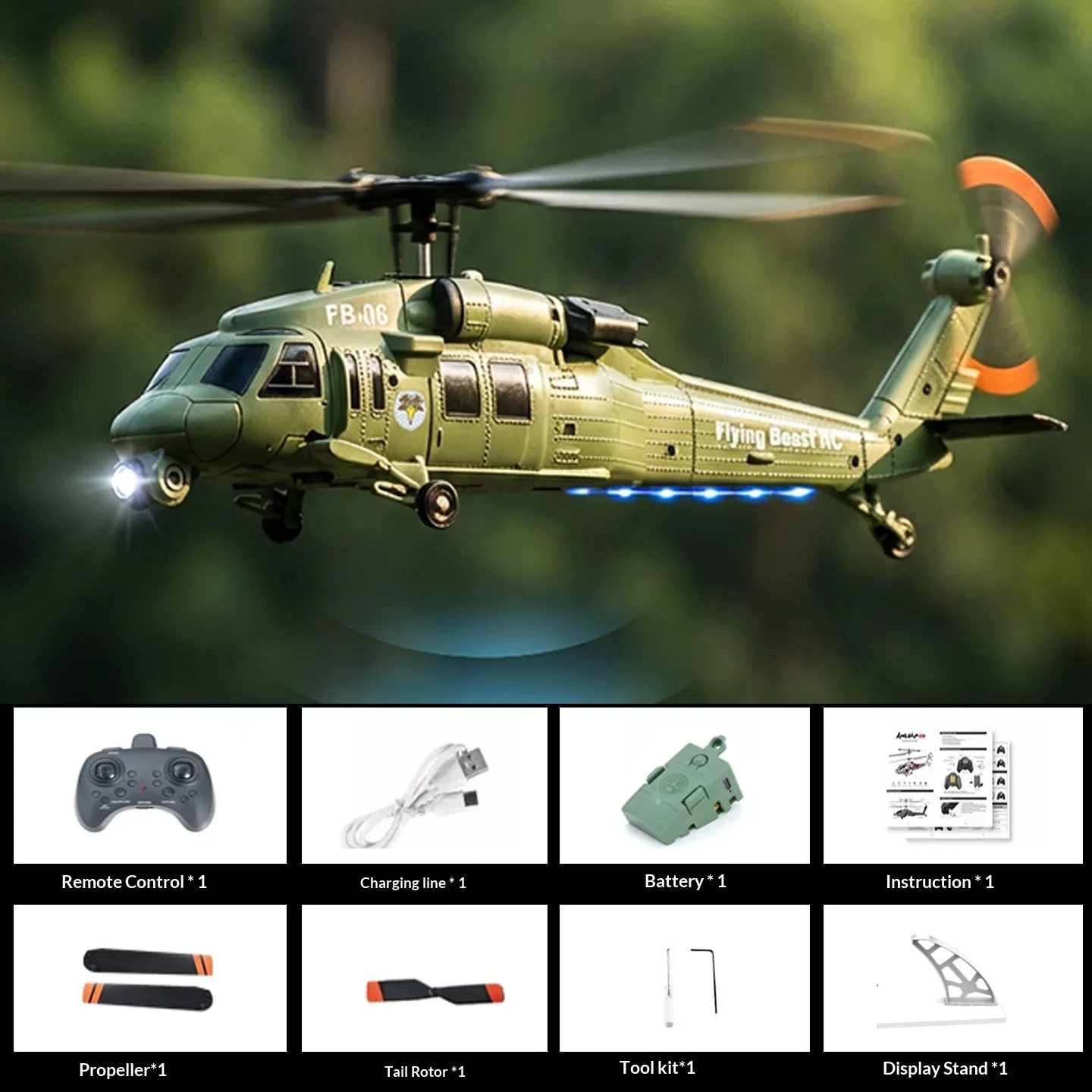 Helicóptero de Controle Remoto, 4 Canais, Função Inteligente de Manutenção de Altitude, Ideal para Iniciantes. MDUG