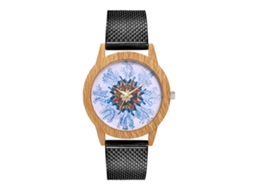Reloj De Pulsera Unisex De Cuarzo Con Dial Redondo Y Correa De Malla Zhoulianfa (negro)