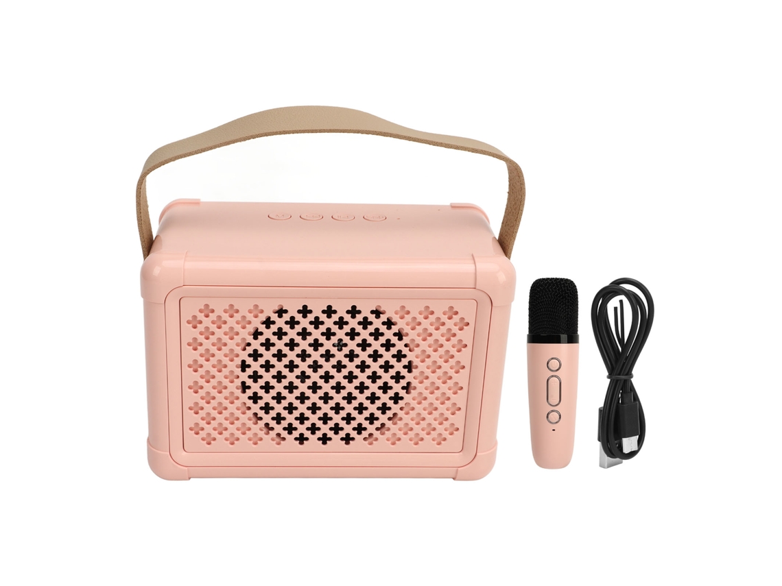 Sistema De Alto-falante Karaokê Portátil Mini Cute Com Microfone Bluetooth 5.0 Para Festa Rosa