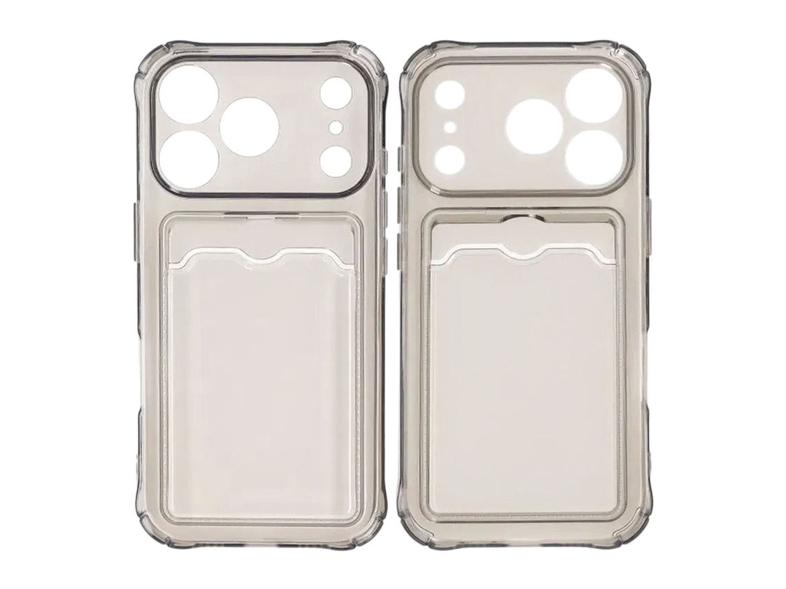 Capa Para Celular À Prova De Choque Compatível Com Iphone 17 Pro, Com Compartimento Para Cartão Sim - Preta