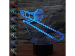 Luminária Led Em Formato De Trombone 3d Com Ilusão De Ótica Abstrata., Para Uso Doméstico Ou Profissional Conforme A Aplicação