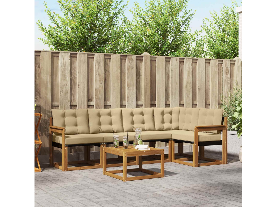 Vidaxl Conjunto De Sofás Para Exterior 6 Unid. Natural E Bege