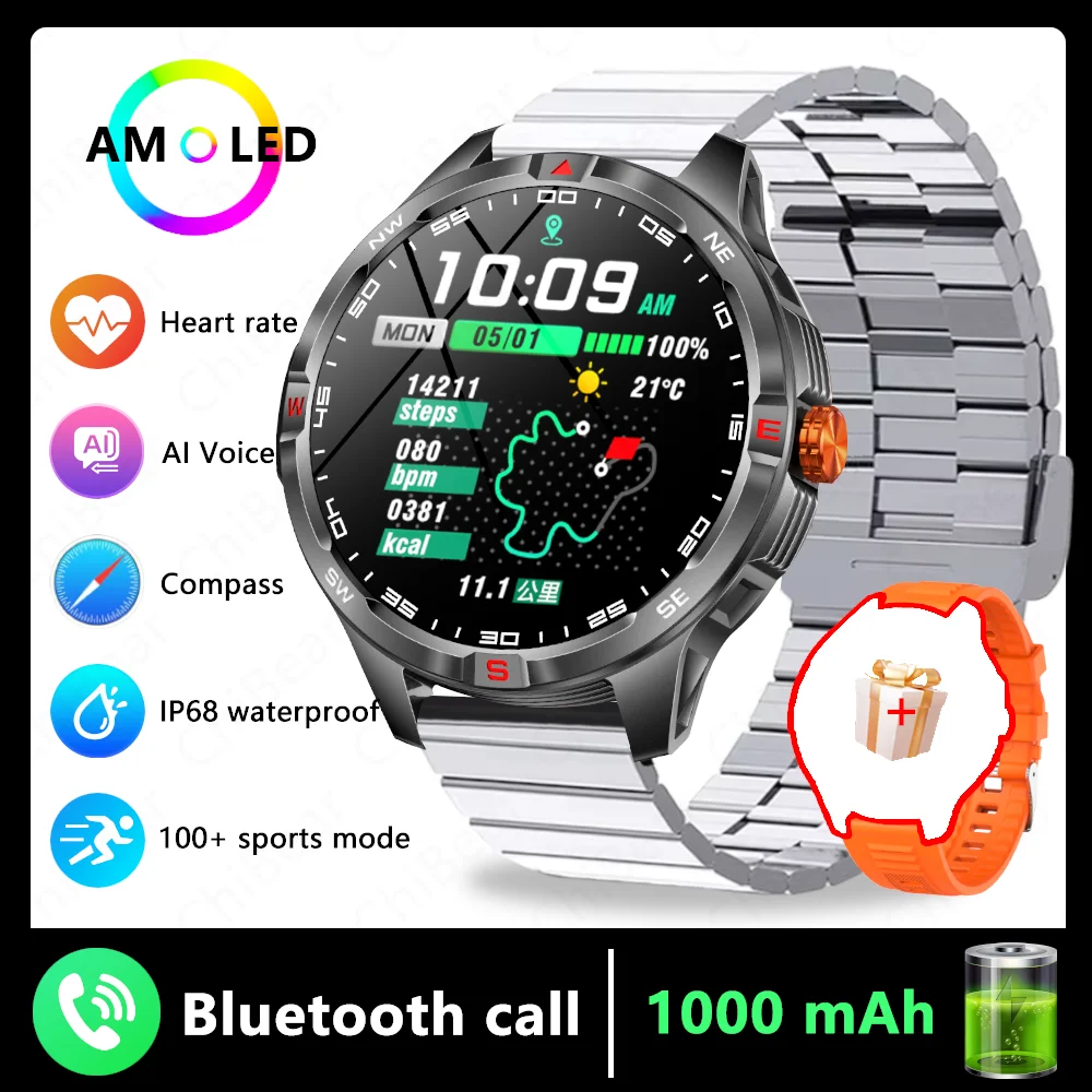 (aço Prateado) Smartwatch, Gps, Bússola, Resistente À Água, Esportes E Fitness