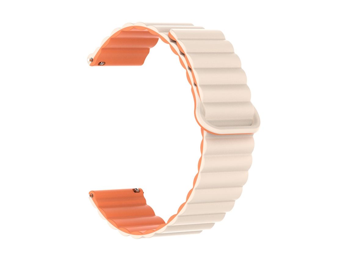 Pulseira De Silicone Bicolor Com Fecho Magnético, Compatível Com Huawei Watch Gt6 Gt5 E Samsung Smartwatch Laranja