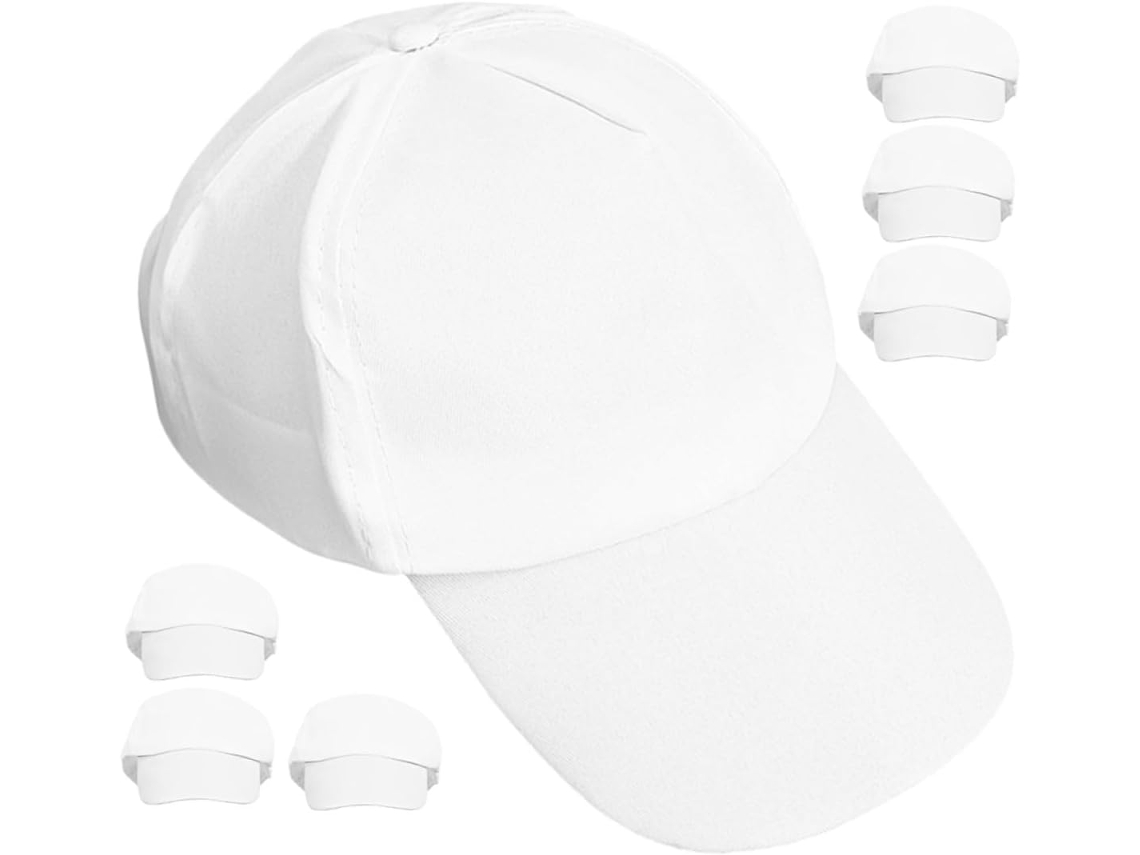Conjunto De 7 Bonés Brancos Para Meninos E Meninas, Bonés De Beisebol Lisos Com Fivela Ajustável, Material