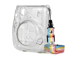 Bolsa Transparente para Mini Câmera com Revestimento Rígido e Cristais Brilhantes, Além de Alça Removível, para Câmera Mini 11. TAISHENGDA