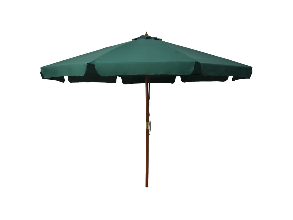 Vidaxl Guarda-sol De Exterior Com Poste Em Madeira 330 Cm Verde