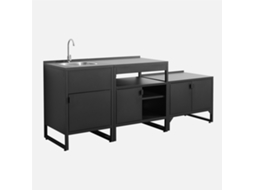 Cozinha Exterior de 3 Módulos em Aço Inoxidável, Preto SWEEEK