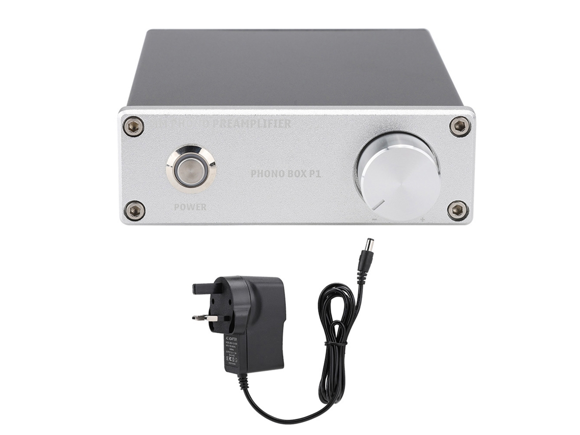 AMPLIFICADOR Mali para toca discos, modelo Phono Box P1, MM, com RCA dourado, ajuste de ganho