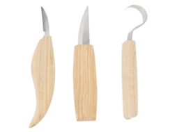 KIT DE 3 FERRAMENTAS DE ESCULTURA EM MADEIRA YURU com ganchos em aço inoxidável