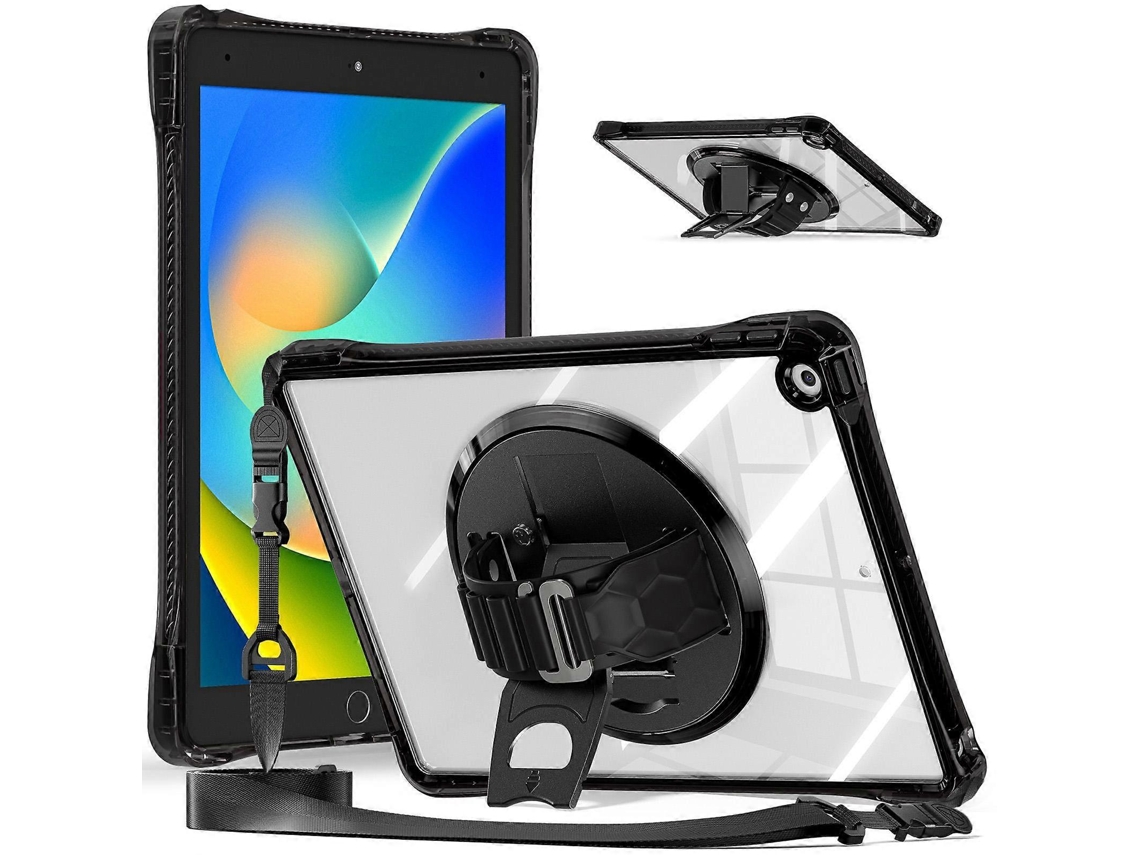 Capa Para Ipad 10.2 2021/2020/2019 Com Suporte Giratório, Feita De Tpu Híbrido Transparente E Policarbonato.