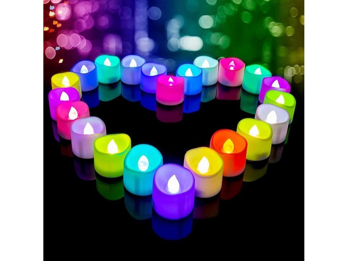 24 Velas De Chá Cambiantes De 7 Cores, Ideais Para Decoração De Festas E Festivais Uqo