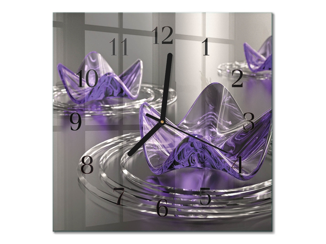 Relógio De Parede De Vidro Violeta Espelharte (30x30 Cm)