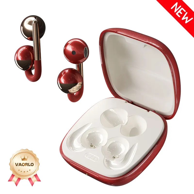 Fones de Ouvido Sem Fio Bluetooth 6.0 com gancho para orelha, som HiFi e controle por toque MDUG (vermelho)