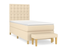 Cama com Molas/colchão 90x190 Cm Tecido Cor Creme MAISON EXCLUSIVE