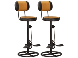 Vidaxl Bancos Bar C/ Estampagem 2 Pcs Couro Genuíno Preto E Castanho