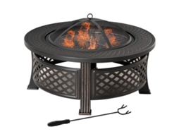 Proteção Contra Tigela Faíscas De Atiçador Cesta Fogo Mesa Redonda Para Camping Jardim Churrasco 81 50 Preto