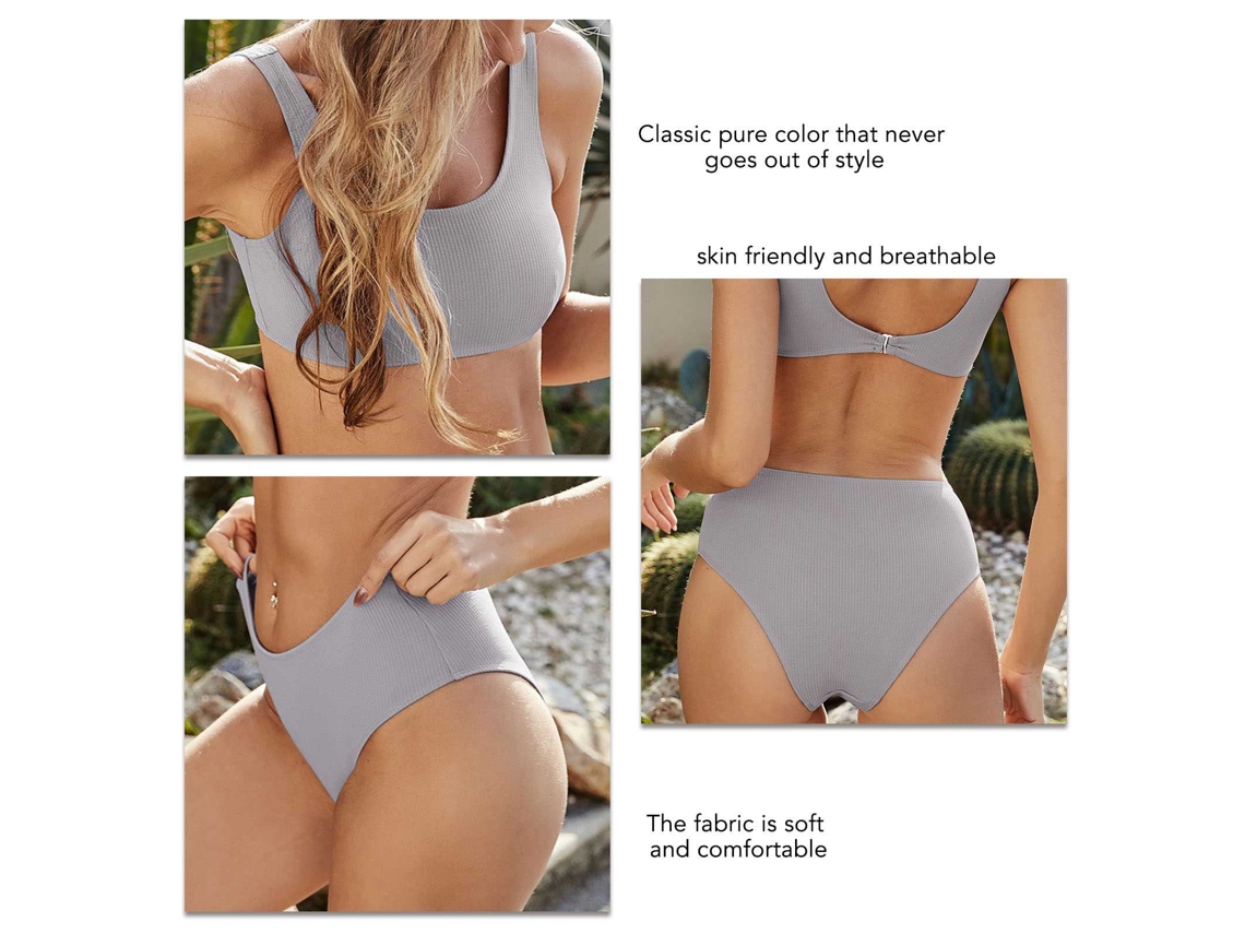 Traje de Banho Biquíni Azul Cinza M Sem Costas Verão