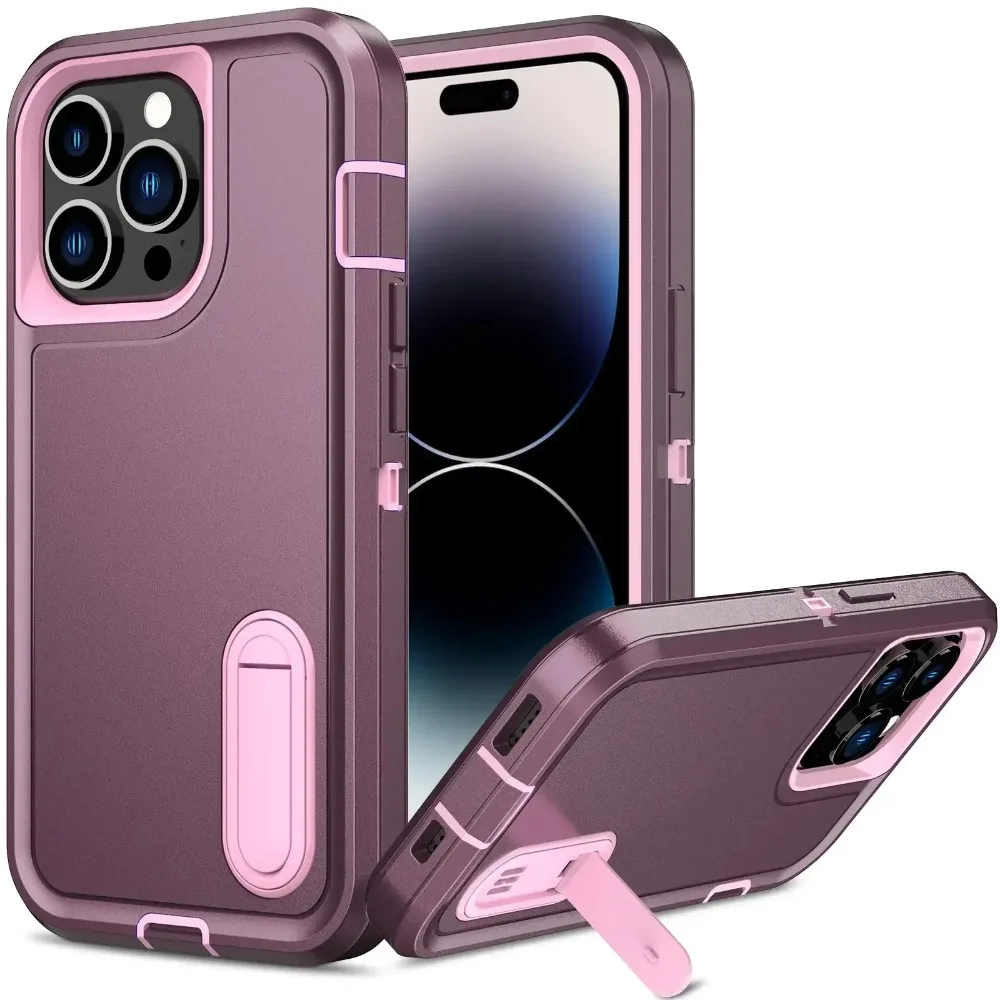(roxo, Iphone 17 Pro Max) Capa Protetora 3 Em 1 Com Suporte, Capa Protetora De Tpu Resistente A Impactos De Nível Militar