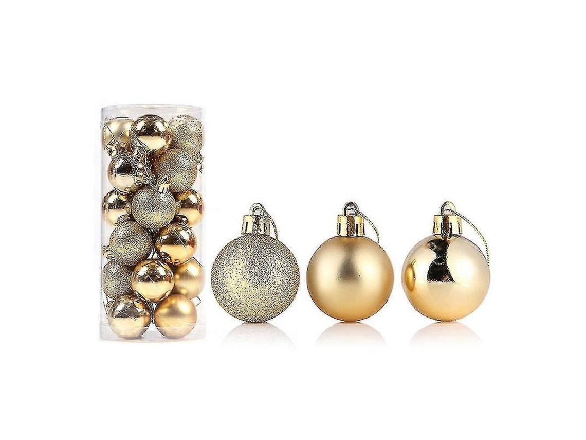 24pcs Bola De Natal Reutilizável De Alta Brilho Decorativa Para Árvore De Natal E Casa 8 Cm Oro