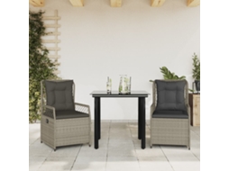 Vidaxl 3 Pcs Conjunto De Jantar P/ Jardim C/ Almofadões Cinzento Claro