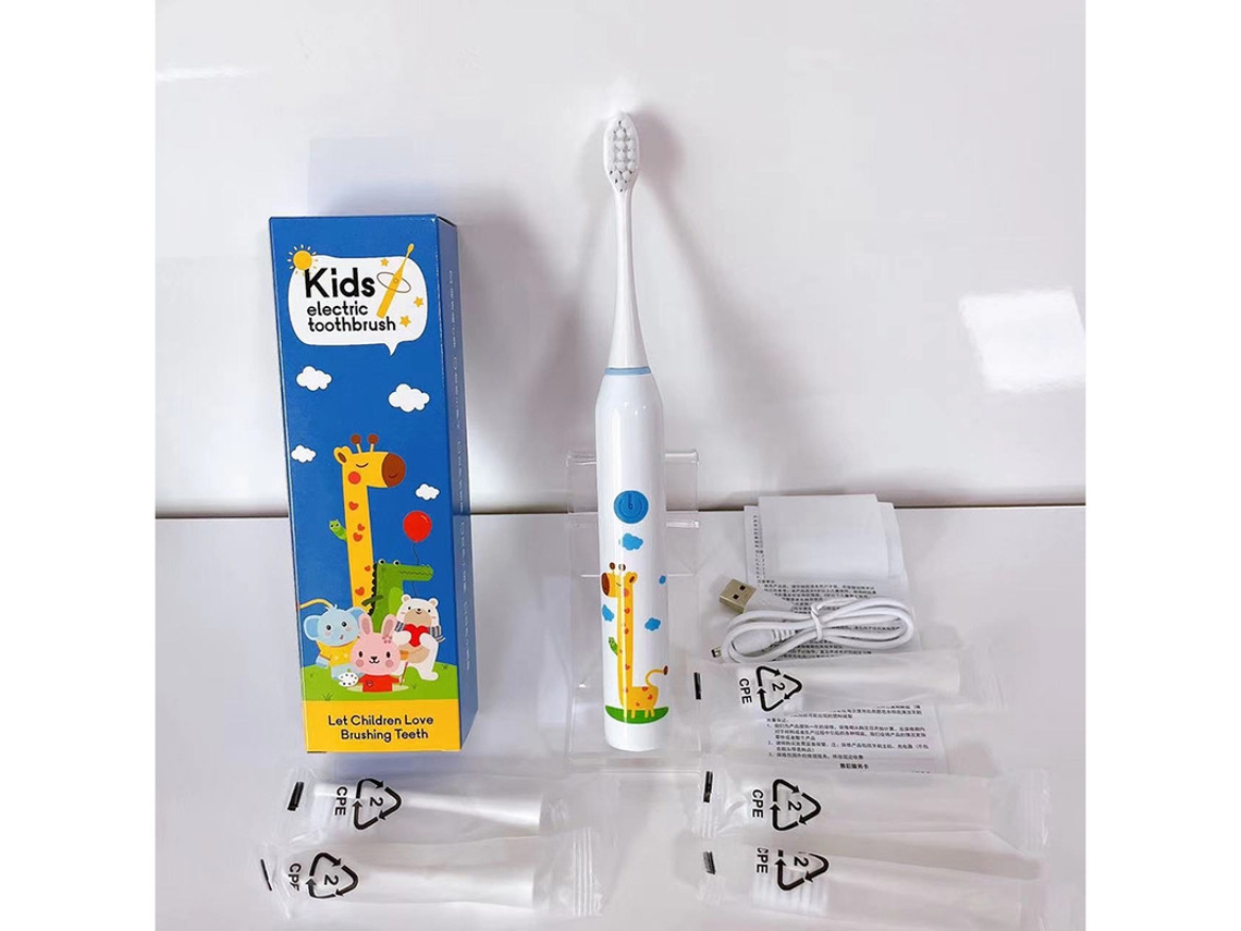 Escova de Dentes Elétrica Crianças Escova de Dentes Rotativa HHZ Children Ultrassônica6 Cabeças de Escova