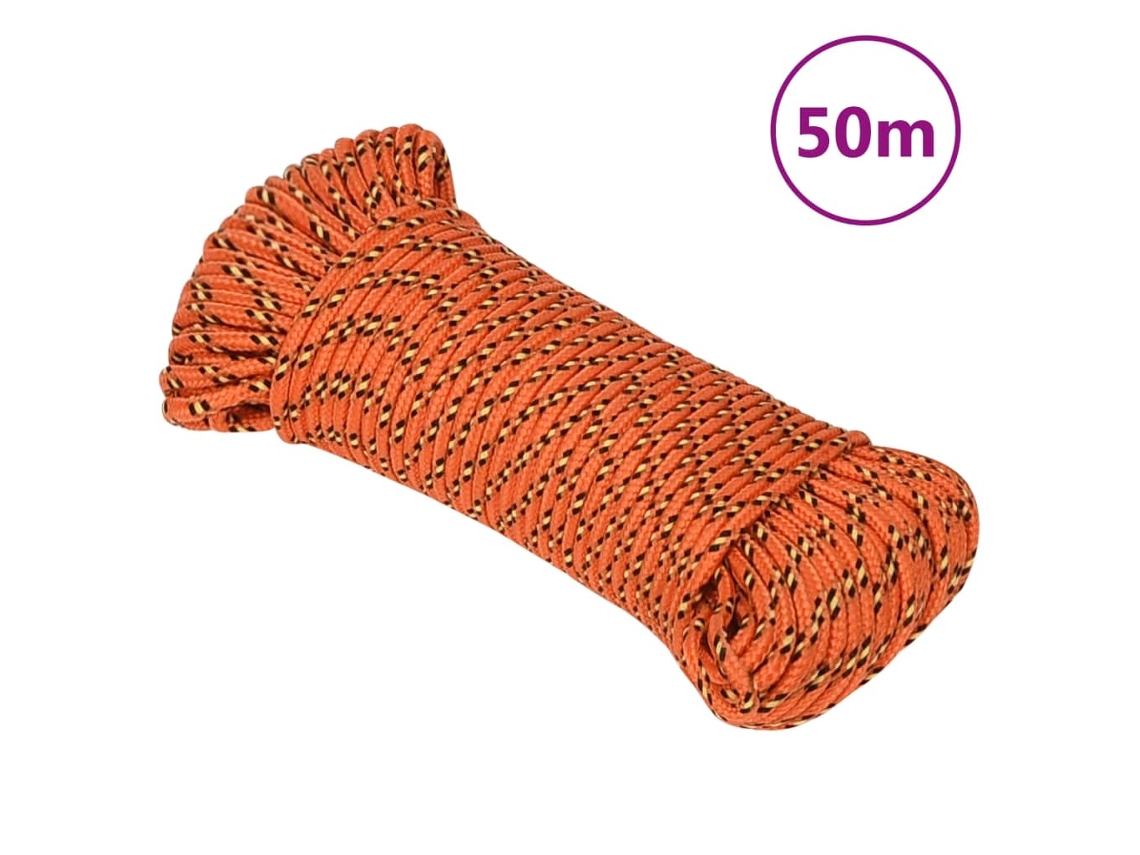Vidaxl Corda De Barco 3 Mm 50 M Polipropileno Laranja