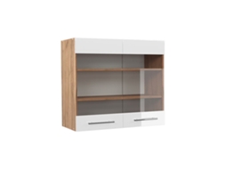 Armário de cozinha VICCO com vidro alto Fame-Line, branco alto brilho, 80 cm