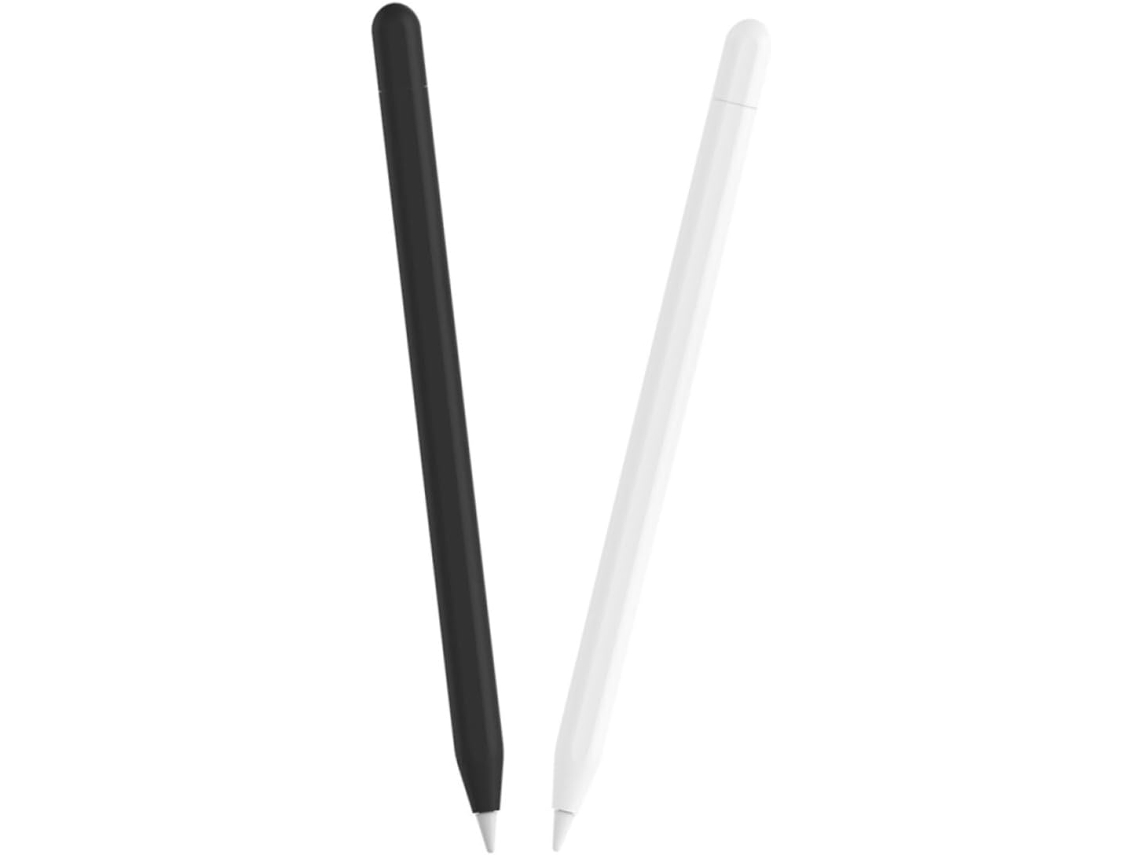 Conjunto De 2 Estojos De Silicone Para Lápis, Protetores, Antiderrapantes, Compatíveis Com Apple Pencil, Preto E Branco Conjunto De 2 E Gokoco