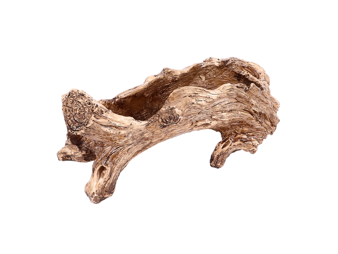 Vaso de Resina Primerox com Forma de Tronco de Árvore para Suculentas