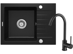 Granite Sink With 1 Bowl Faucet With Drainer Deante
