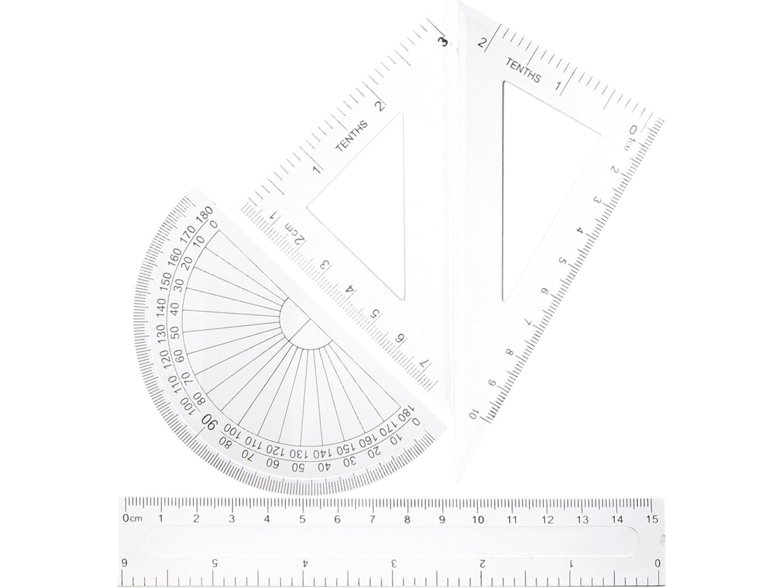 Conjunto De 4 Peças Lápis Desenho Geométricos Transparentes E