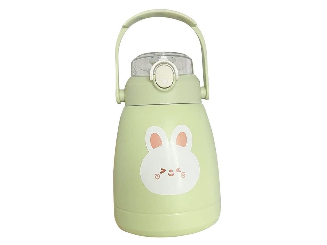 Garrafa térmica infantil Rebe Linjou, portátil e antivazamento com tampa, em aço inoxidável, ideal para a escola e viagens.