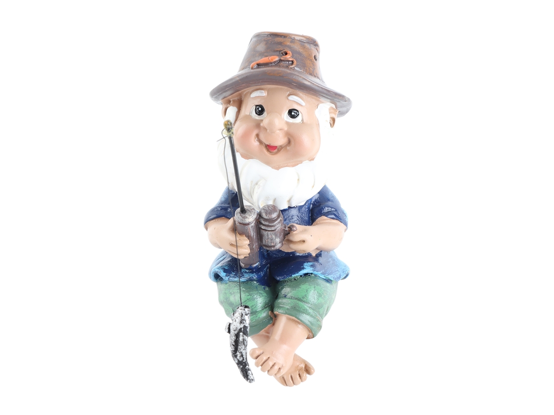 Figura Pescador Resina Cores Vibrantes Jardim Decorativo