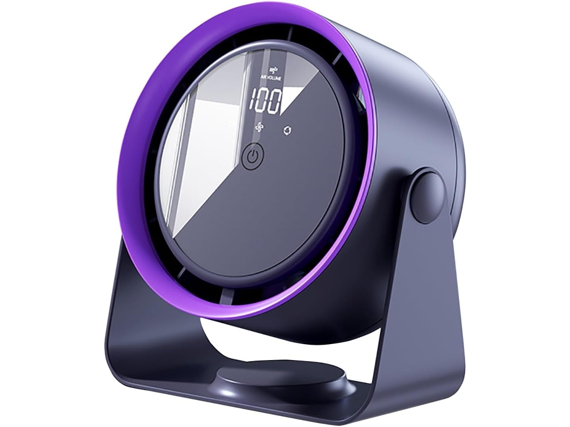 Ventilador Pequeno Ultrassilencioso Com Display Led De Potência Em Tempo Real, Fluxo De Ar Potente De 5 Velocidades Zeuxo (cinza)